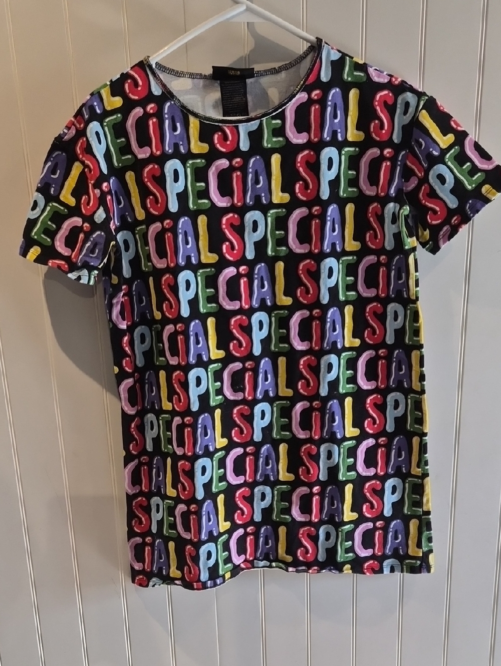 Nooworks Black Tee with Multicolor 'SPECIAL' Bubble Letters